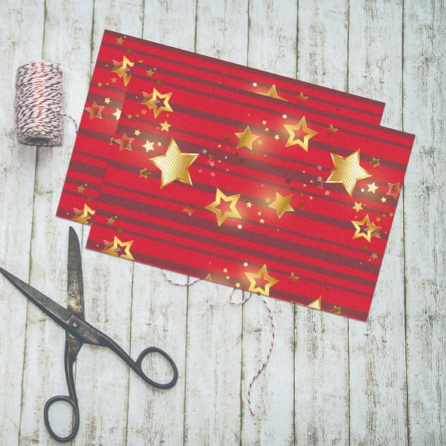 Papel De Seda Estrelas de ouros e Stripes Feliz Natal (Criador carregado)