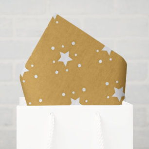 Papel De Seda Estrelas Decorativas em Fundo Dourado
