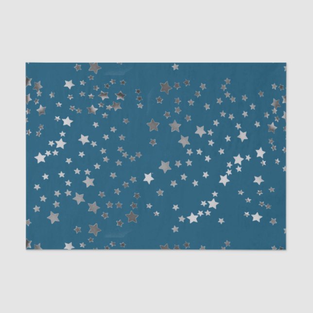 Papel De Seda Estrelas dispersadas no azul (Frente )