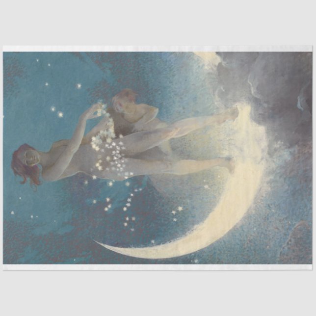 Papel De Seda Estrelas dispersas Trabalho de arte Blue Art Decou (Frente )