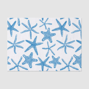 Papel De Seda Estrelas do mar em azul