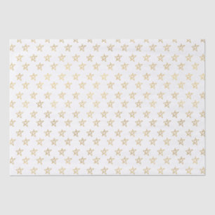 Papel De Seda Estrelas Douradas Brancas Brilham