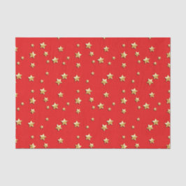 Papel De Seda Estrelas Douradas brilhantes num fundo vermelho