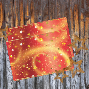 Papel De Seda Estrelas Douradas Grelha E Luz Em Vermelho