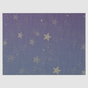Papel De Seda Estrelas Douradas Roxas Confetti
