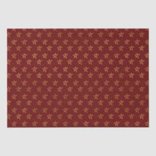 Papel De Seda Estrelas Douradas Vermelhas Brilham