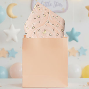 Papel De Seda Estrelas e luas cor-de-laranja de Pastel suave