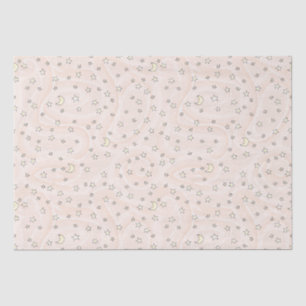Papel De Seda Estrelas e luas cor-de-laranja de Pastel suave