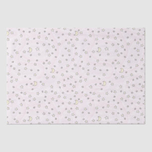 Papel De Seda Estrelas e luas cor-de-rosa suave