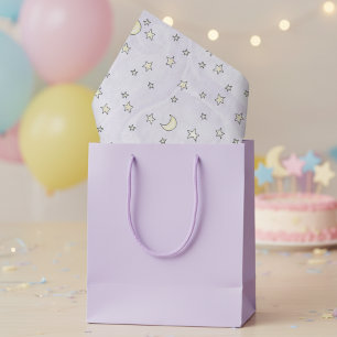 Papel De Seda Estrelas e luas roxas de Pastel suave