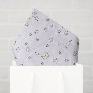 Papel De Seda Estrelas e luas roxas de Pastel suave
