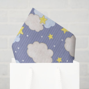 Papel De Seda Estrelas e Nuvens Azuis Celestiais