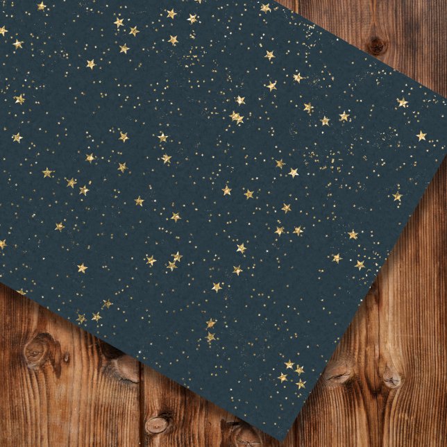 Papel De Seda Estrelas marinhos Azul e Douradas | Natal (Criador carregado)