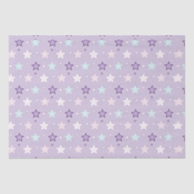 Papel De Seda Estrelas Multicolores Roxas de Pastel (Frente )