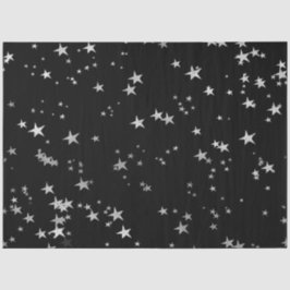 Papel De Seda Estrelas Pretas de Prata