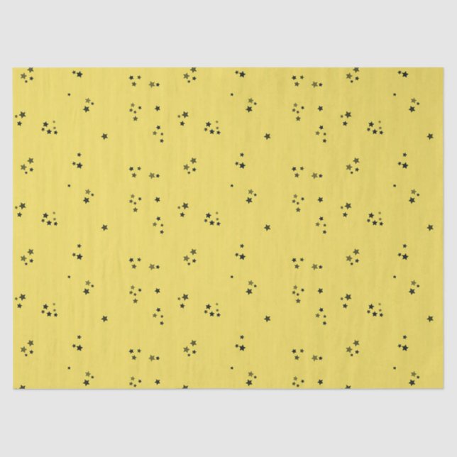 Papel De Seda Estrelas pretas no amarelo (Frente )