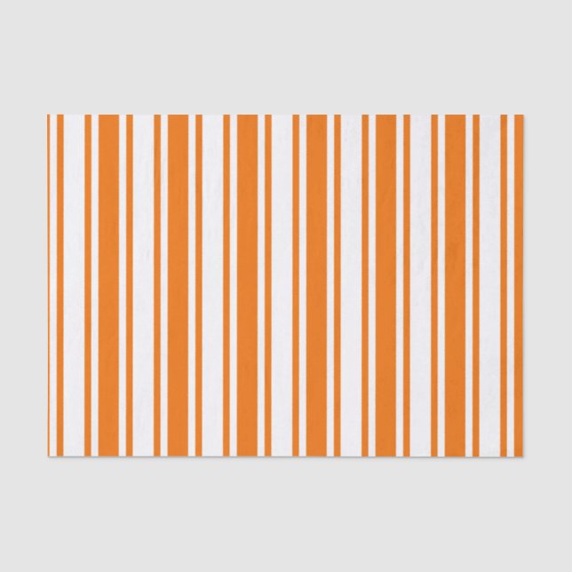 Papel De Seda Estrias de cor laranja e branca (Frente )