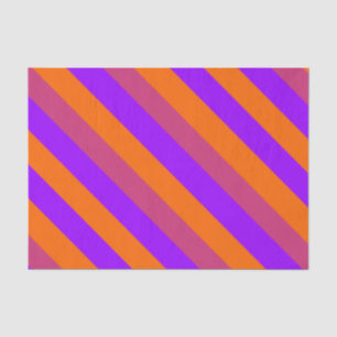 Papel De Seda Estrias Diagonais Púrpuras, Laranja e Rosa