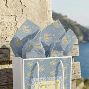 Papel De Seda Estúdio Amalfi Pomar Costeiro Azul Ventilado