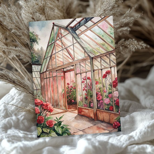Papel De Seda Estufa de rosas vermelhas de safra (Watercolor vintage red roses greenhouse tissue paper)