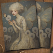 Ethereal Fairy & Dandelion Magical Decoupage Art