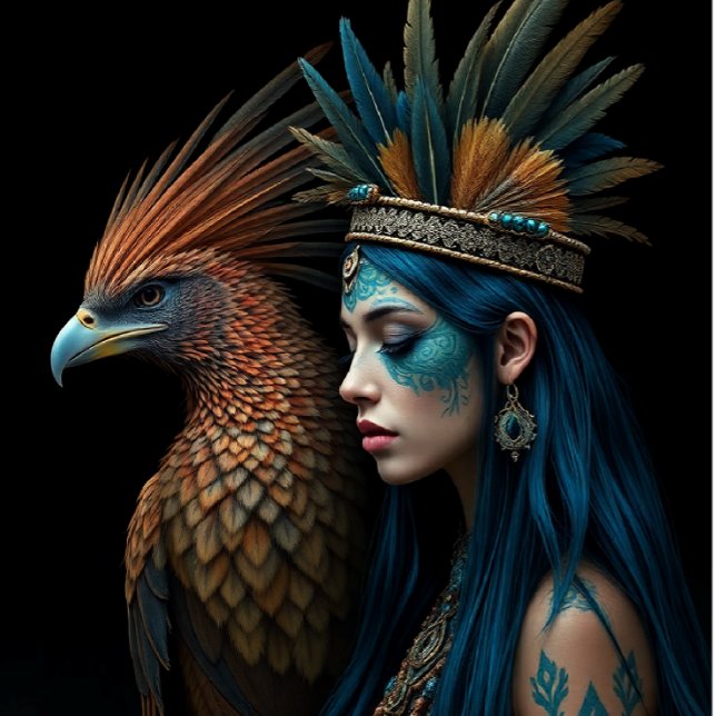 Papel De Seda Ethereal Native girl with pretty bird (Criador carregado)