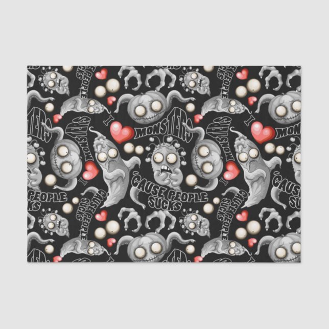 Papel De Seda Eu adoro monstros porque Pessoas são péssimas (Frente )