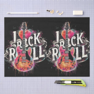 Papel De Seda Eu Adoro Rock N Roll Desoupage de Violão Elétrico