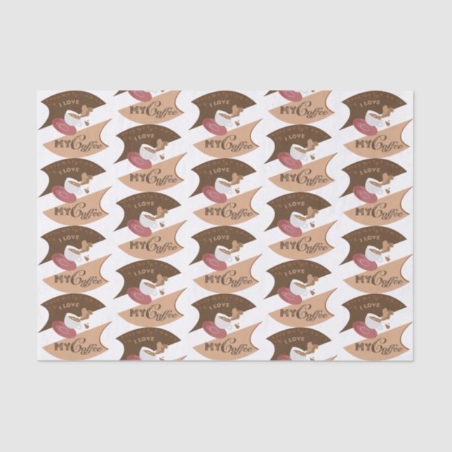 Papel De Seda Eu Amo Meu Café Retro Java (Frente )