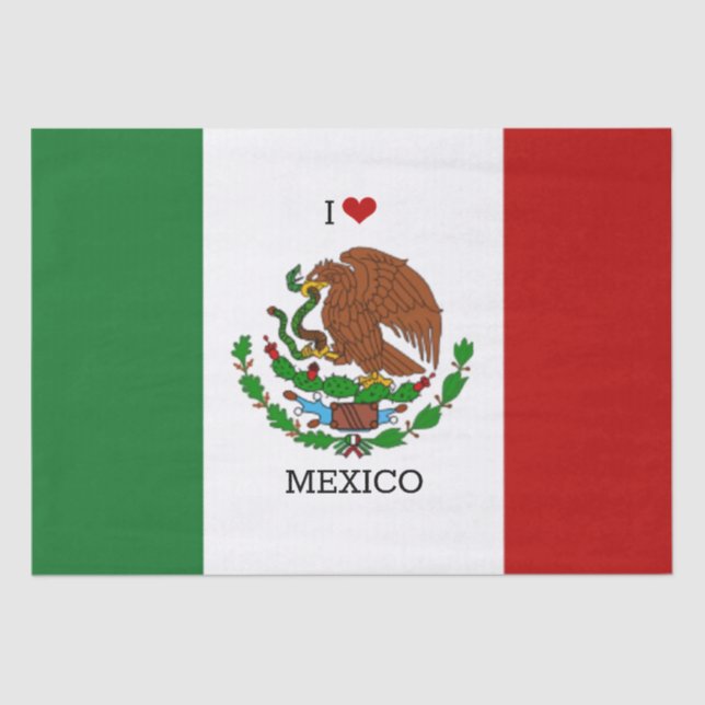 Papel De Seda eu amo méxico - bandeira mexicana (Frente )
