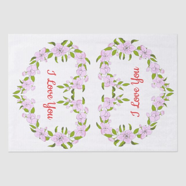 Papel De Seda Eu amo você Flores fofas (Frente )