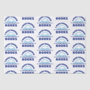 Papel De Seda Eu li livros proibidos - design de texto azul