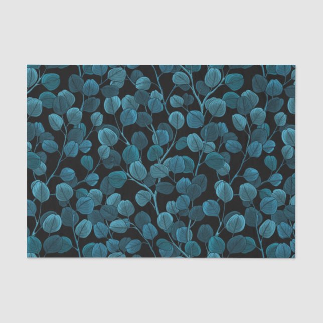 Papel De Seda Eucalipto em azul (Frente )