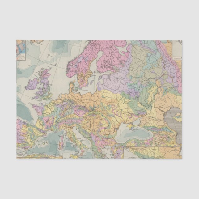 Papel De Seda Europa - mapa geológico de Europa (Frente )