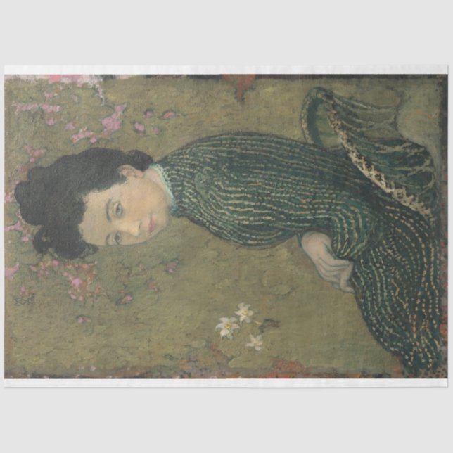 Papel De Seda Eva Meurier em um Livro Verde sobre Desligamento d (Frente )