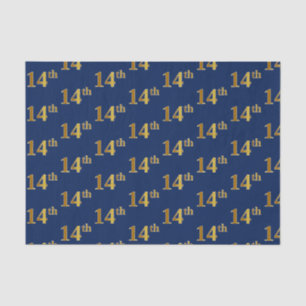 Papel De Seda Evento Azul, Faux Dourado 14 (Décimo Quarto)