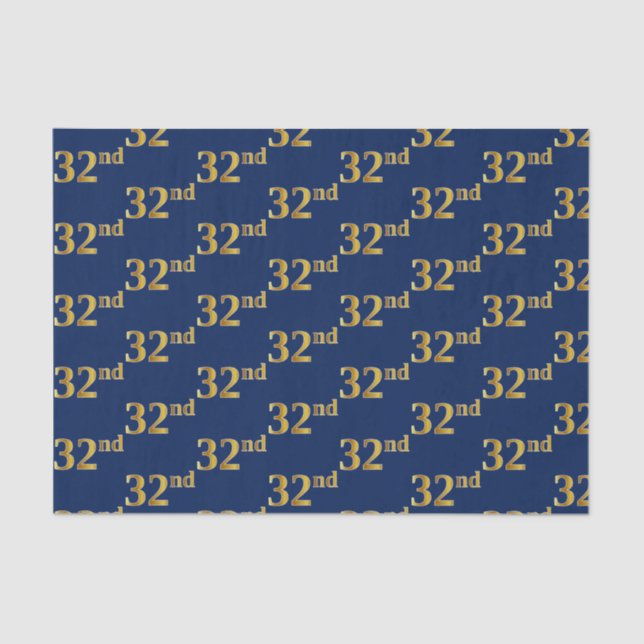 Papel De Seda Evento Azul, Faux Dourado 32º (32º) (Frente )
