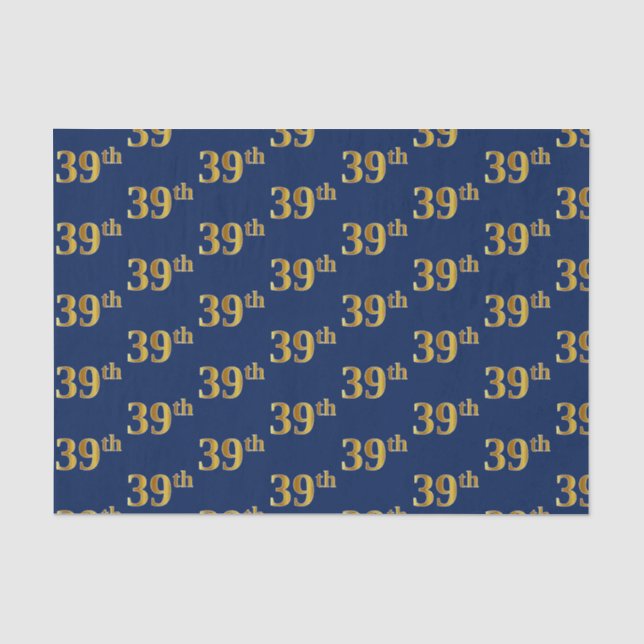 Papel De Seda Evento Azul, Faux Dourado 39º (39º) (Frente )