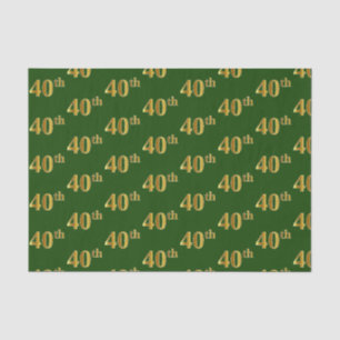 Papel De Seda Evento Verde, Faux Dourado 40º (quadragésimo)