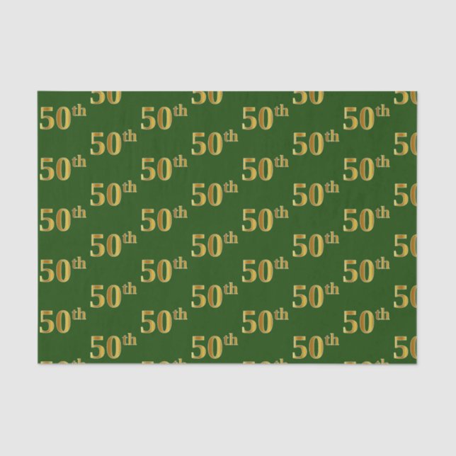 Papel De Seda Evento Verde, Faux Dourado 50º (50º) (Frente )