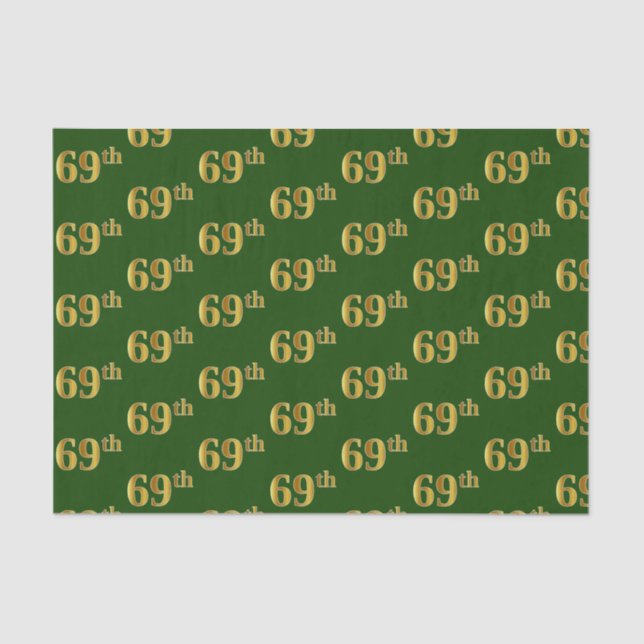 Papel De Seda Evento Verde, Faux Dourado 69º (Sessenta e nono) (Frente )