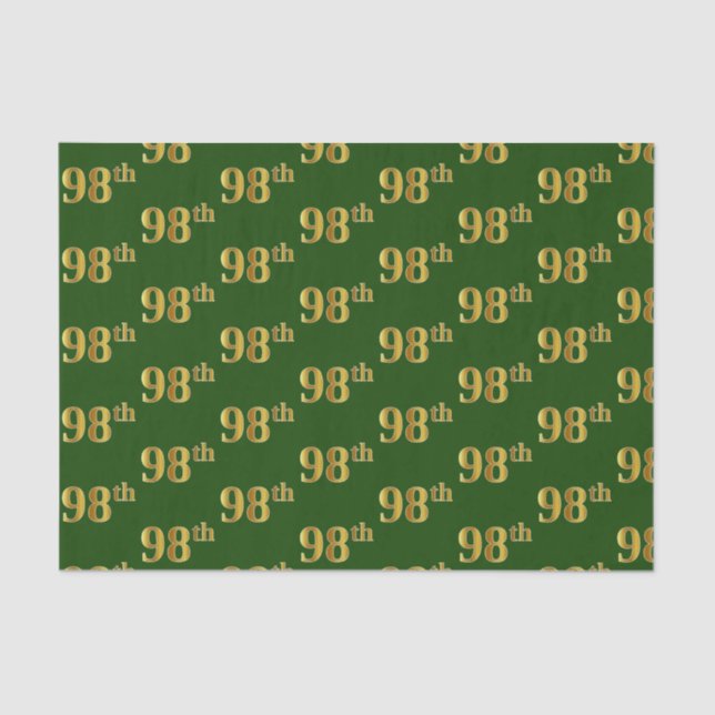 Papel De Seda Evento Verde, Faux Dourado 98º (99º-Oitavo) (Frente )
