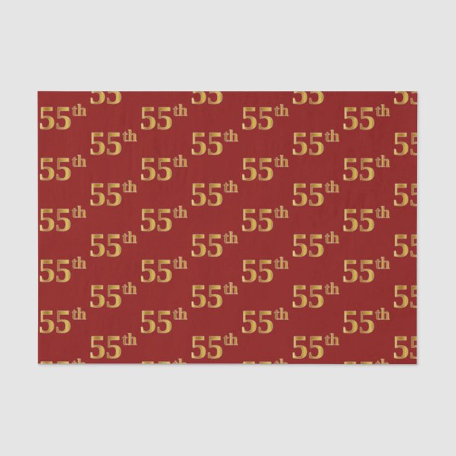 Papel De Seda Evento Vermelho, Faux Dourado 55º (55º) (Frente )