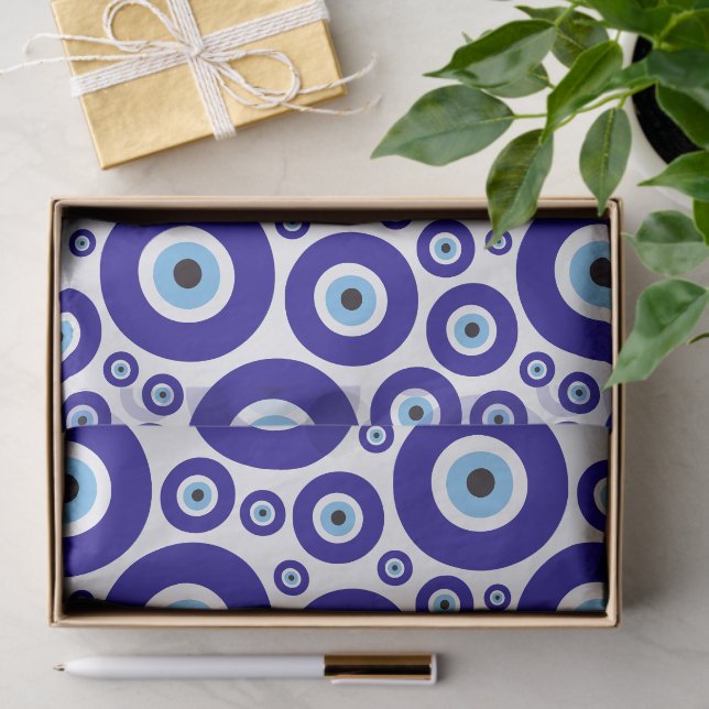 Papel De Seda Evil Eye Pattern, Greek Eye, Turkish Eye, Nazar (Presente)