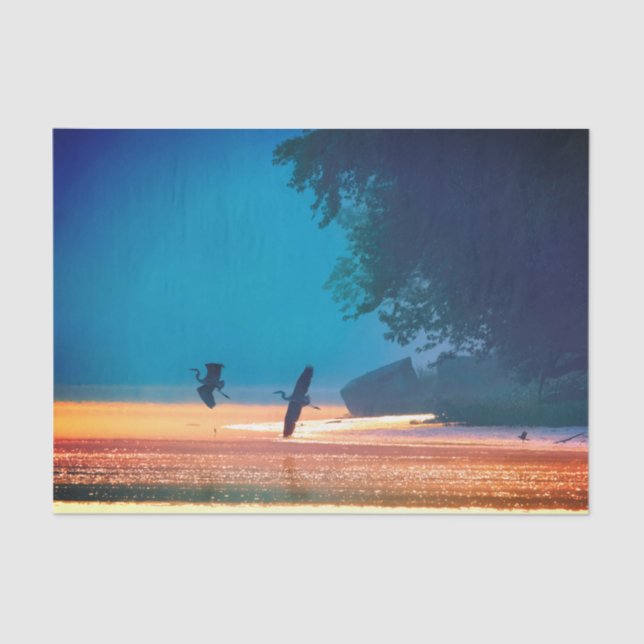 Papel De Seda Excelente Azul Herões toma voo - Azul (Frente )