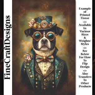 Papel De Seda Excêntrico Floral Steampunk Bulldog AU2 Decoupage