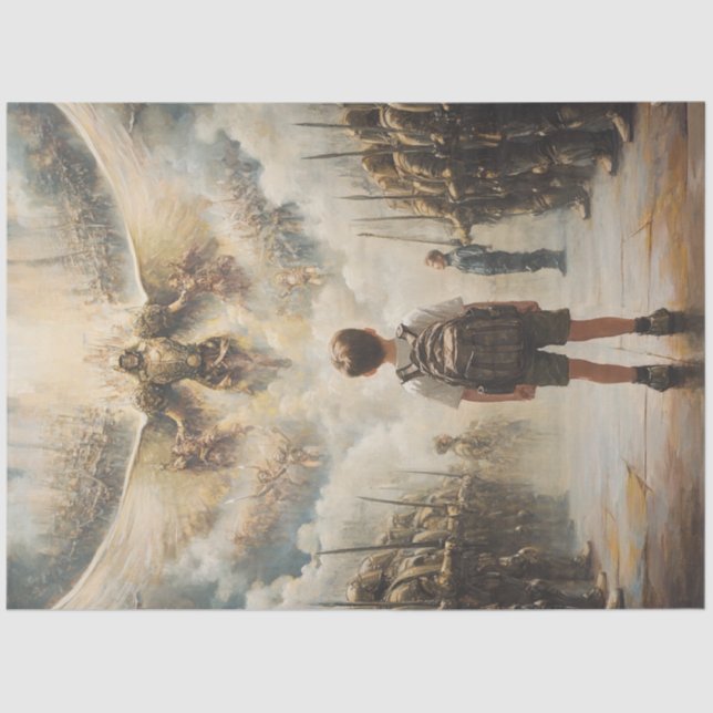 Papel De Seda Exército Celestial Angélico Guerreiro (Frente )