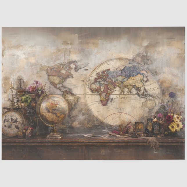 Papel De Seda Exploração Histórica do Mapa do Velho Mundo para D (Frente )