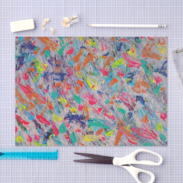Papel De Seda Expressão Colorida em Tinta Acrílica (Arte )