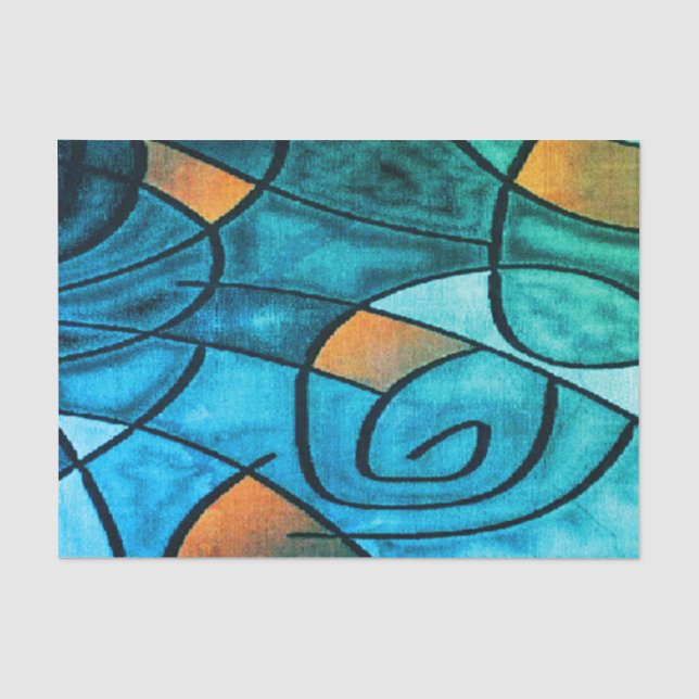 Papel De Seda Expressionismo Verde Azul (Frente )